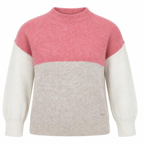 Joules Womens Pink Beige White Wool Blend Mock Neck Jumper Size 12