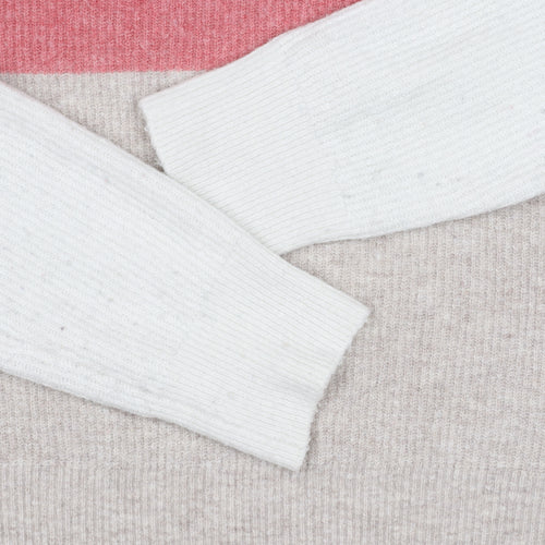 Joules Womens Pink Beige White Wool Blend Mock Neck Jumper Size 12