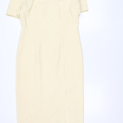 Ronald Joyce Women Ivory Sheath Dress Size 12 Wedding Occasion