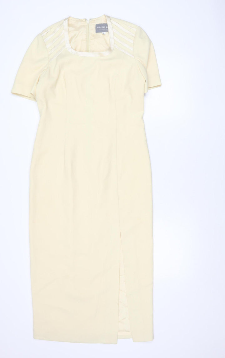 Ronald Joyce Women Ivory Sheath Dress Size 12 Wedding Occasion