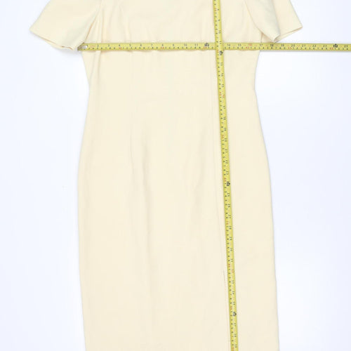 Ronald Joyce Women Ivory Sheath Dress Size 12 Wedding Occasion