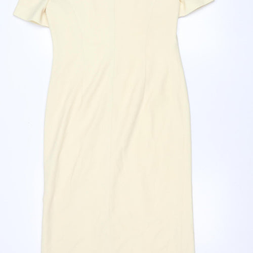 Ronald Joyce Women Ivory Sheath Dress Size 12 Wedding Occasion