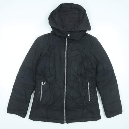 Mexx Womens Black Size 8 Mid-Length Hooded Puffer Jacket