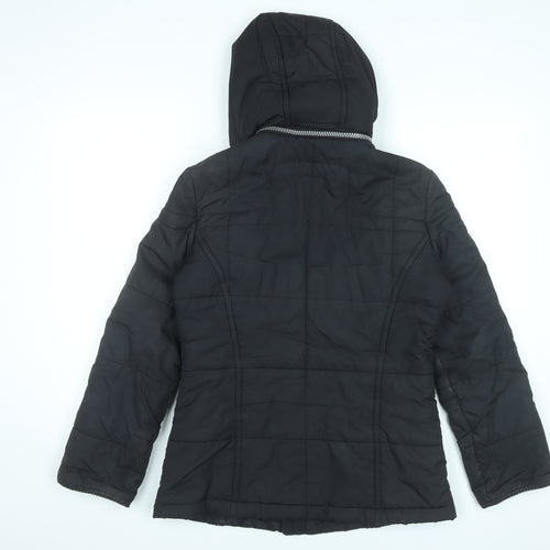 Mexx Womens Black Size 8 Mid-Length Hooded Puffer Jacket