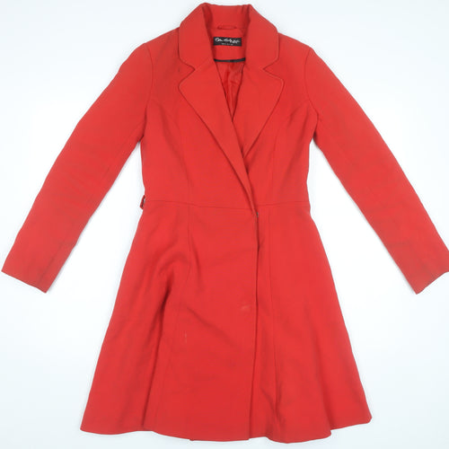 Miss Selfridge Women Red Long Coat UK 8 Classic Overcoat