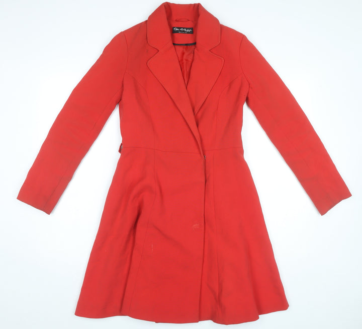 Miss Selfridge Women Red Long Coat UK 8 Classic Overcoat