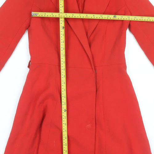 Miss Selfridge Women Red Long Coat UK 8 Classic Overcoat