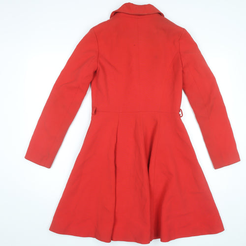 Miss Selfridge Women Red Long Coat UK 8 Classic Overcoat