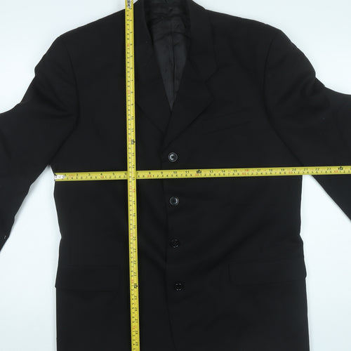 Next Mens Black Wool Blazer 40R Jacket Regular Fit Notch Lapel