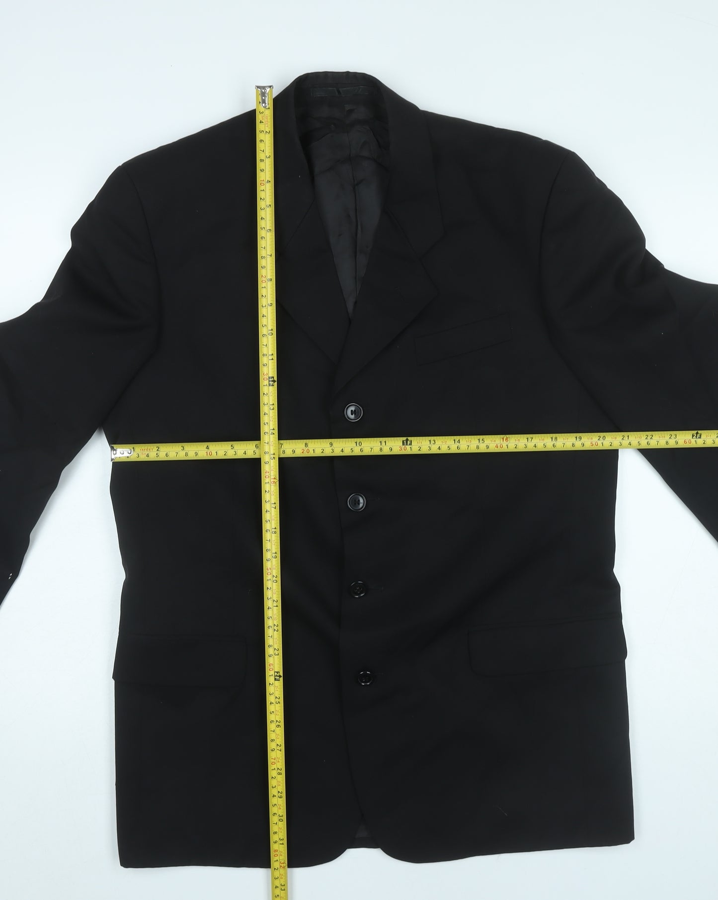 Next Mens Black Wool Blazer 40R Jacket Regular Fit Notch Lapel