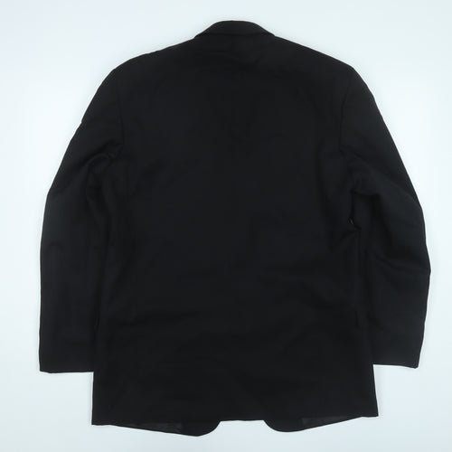 Next Mens Black Wool Blazer 40R Jacket Regular Fit Notch Lapel