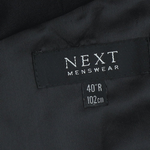 Next Mens Black Wool Blazer 40R Jacket Regular Fit Notch Lapel