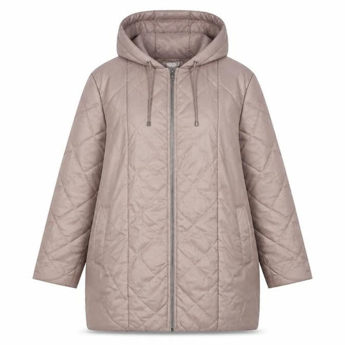 Anne de Lançay Womens Brown Quilted Puffer Coat L Hooded Jacket