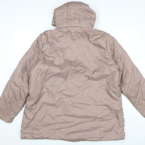 Anne de Lançay Womens Brown Quilted Puffer Coat L Hooded Jacket