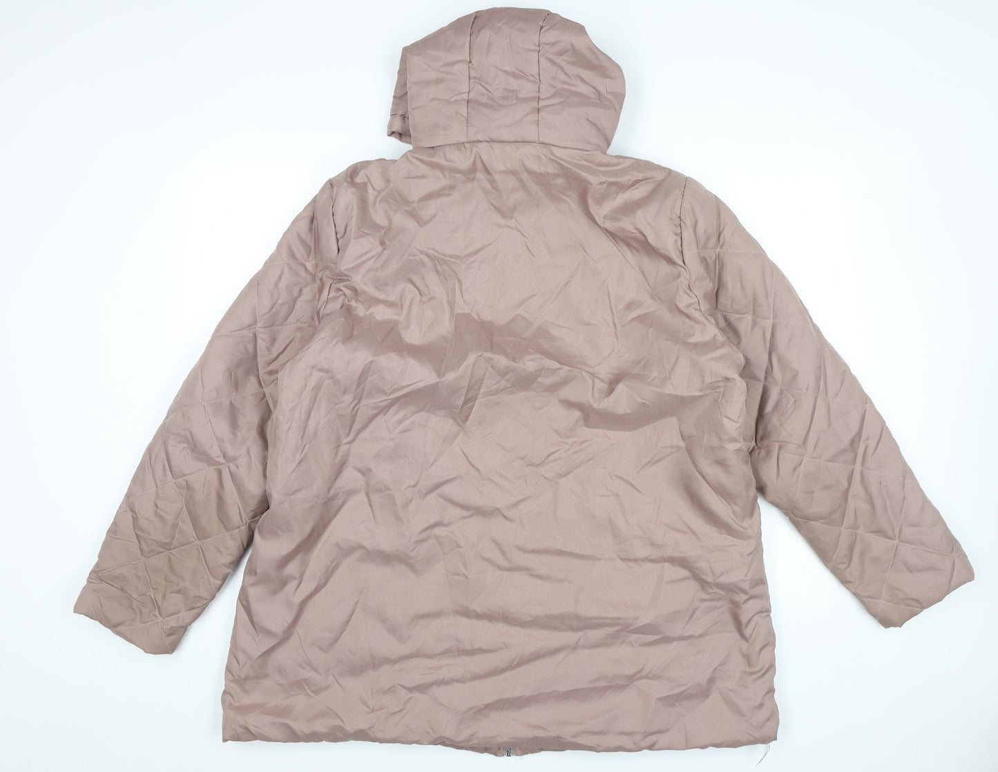 Anne de Lançay Womens Brown Quilted Puffer Coat L Hooded Jacket