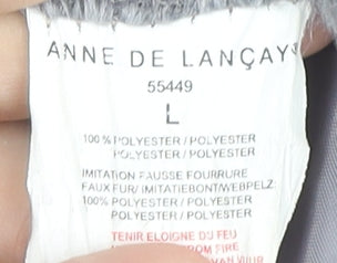 Anne de Lançay Womens Brown Quilted Puffer Coat L Hooded Jacket