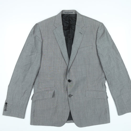 Jaeger Men’s Grey Wool Mohair Blazer 40R Regular Fit Jacket