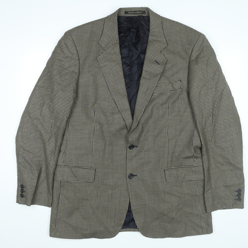 Marks and Spencer Men Beige Check Wool Blazer Jacket 42 Long