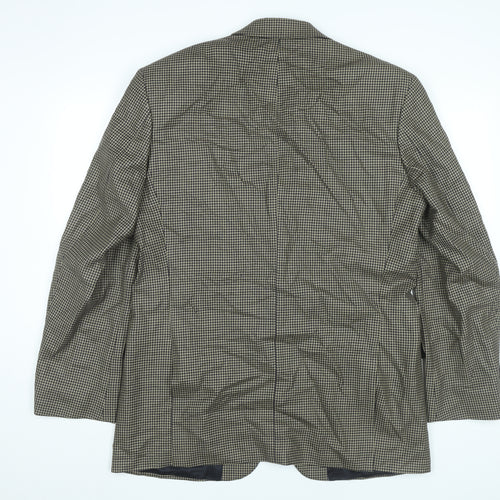 Marks and Spencer Men Beige Check Wool Blazer Jacket 42 Long
