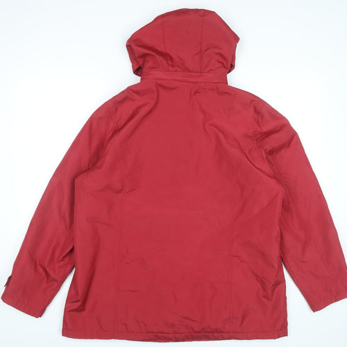 Bm Women’s Red Hooded Puffer Jacket Size M Mid-Length Polyester