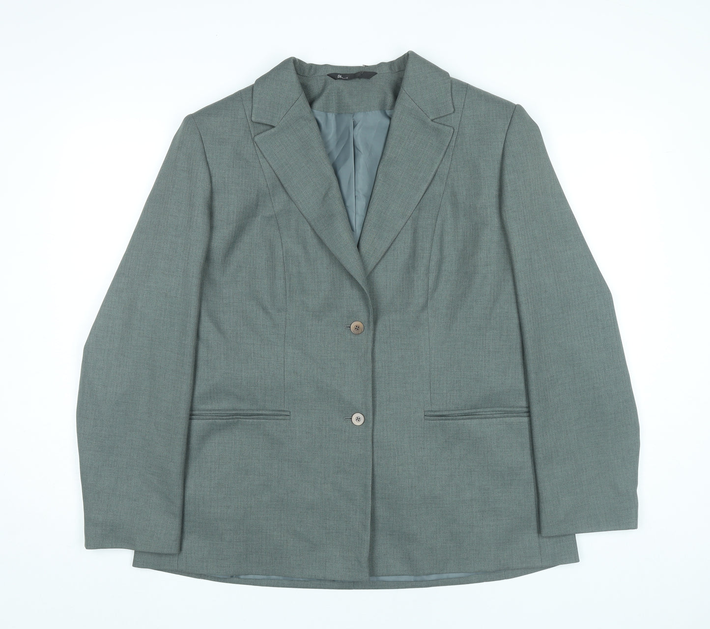 BHS Womens Grey Size 18 Notch Lapel Two-Button Blazer Jacket