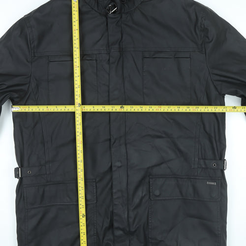 Feraud Men's Black Military Jacket L PU Mid-Length Casual Travel