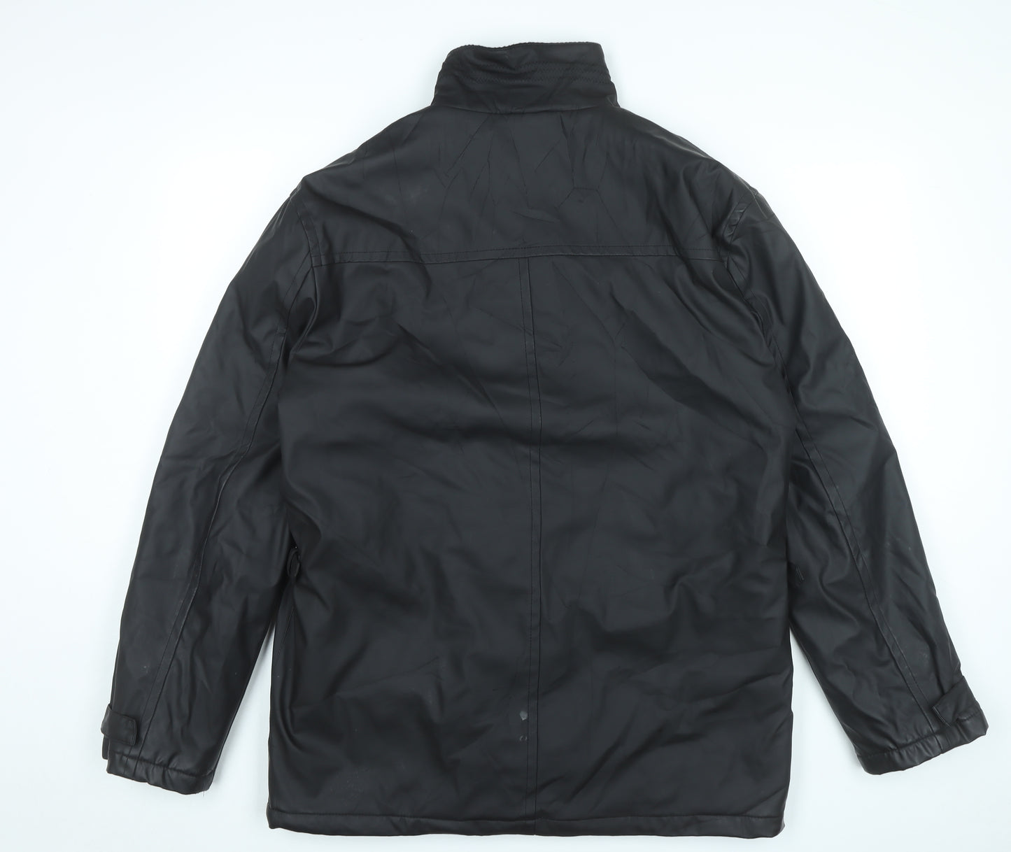 Feraud Men's Black Military Jacket L PU Mid-Length Casual Travel