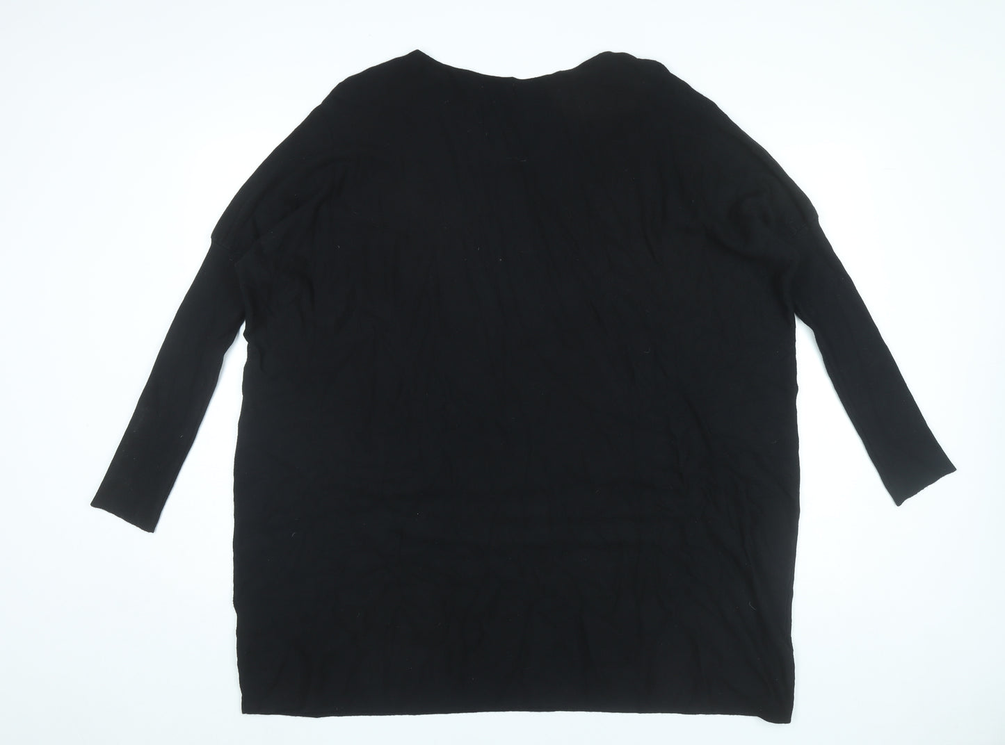 Roman Womens Black XL Star Rhinestone Relaxed Pullover Jumper
