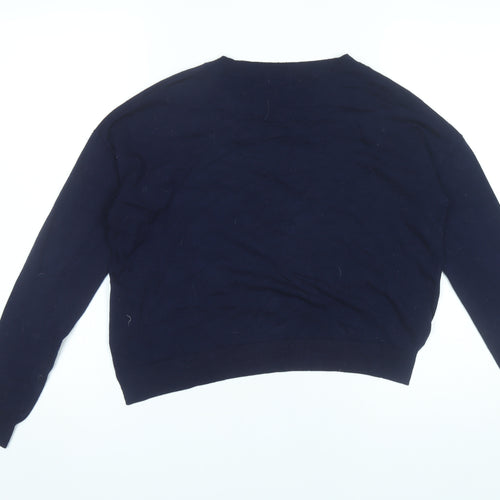 Zara Women’s Blue Sequin Pullover Jumper Size M Crew Neck Knit