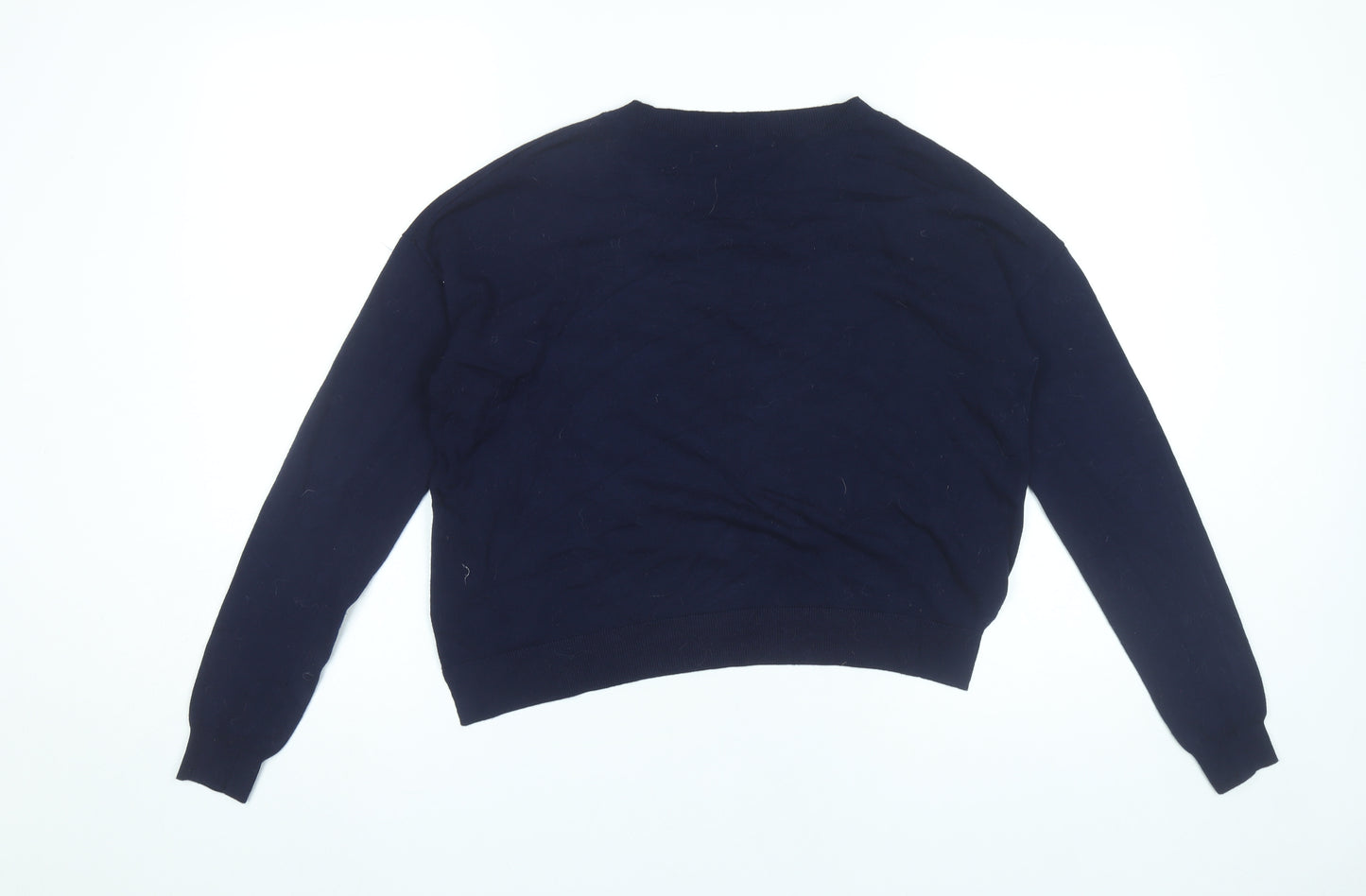 Zara Women’s Blue Sequin Pullover Jumper Size M Crew Neck Knit