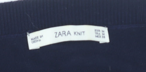 Zara Women’s Blue Sequin Pullover Jumper Size M Crew Neck Knit
