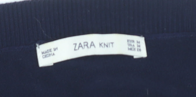 Zara Women’s Blue Sequin Pullover Jumper Size M Crew Neck Knit