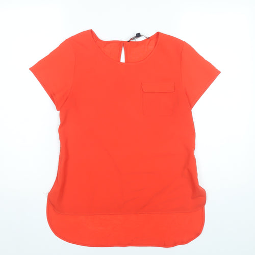 French Connection Women’s Red Tunic Blouse Size S Short Sleeve