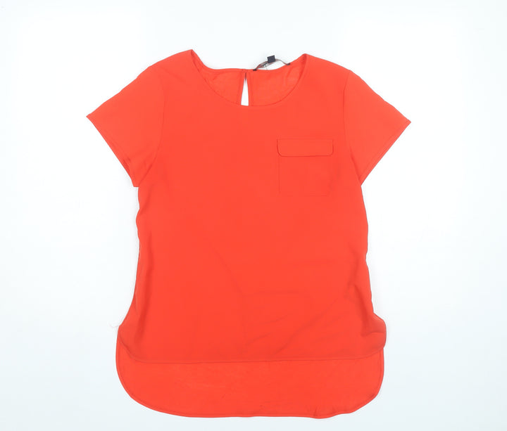 French Connection Women’s Red Tunic Blouse Size S Short Sleeve