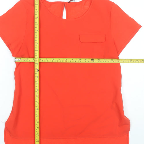 French Connection Women’s Red Tunic Blouse Size S Short Sleeve
