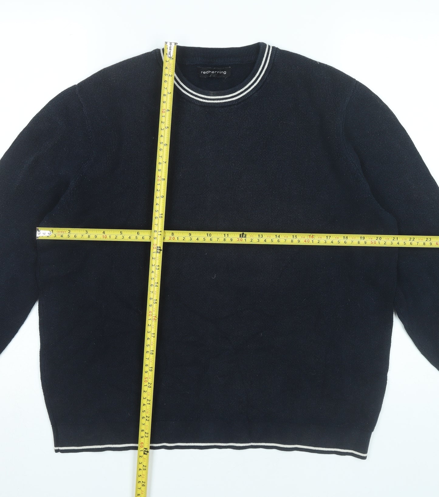 Red Herring Men’s Black Cotton Crew Neck Jumper Size L