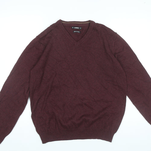Dunnes Men’s Red V-Neck Cotton Knit Jumper Size M