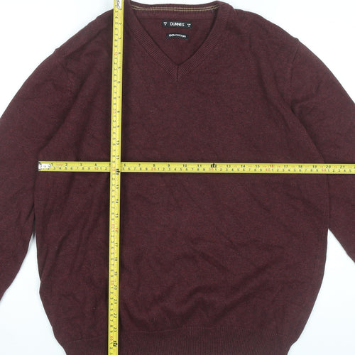 Dunnes Men’s Red V-Neck Cotton Knit Jumper Size M