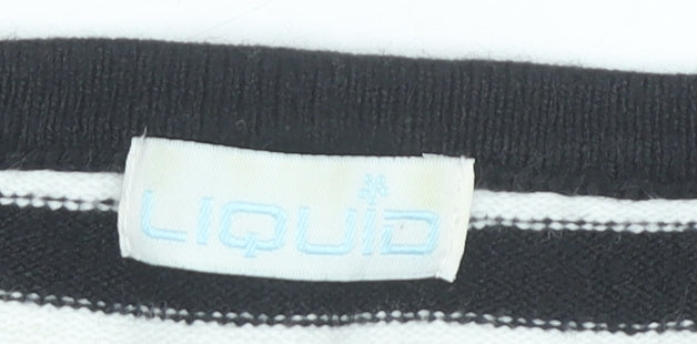 Liquid Women’s Black White Striped V-Neck Pullover Jumper L