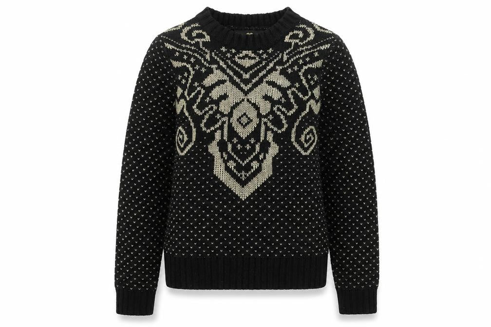 Front view of Atmosphere women’s black jumper, size UK 10, crew neck knit pullover