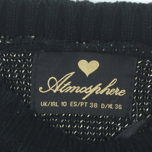 Atmosphere Womens Black Jumper Size 10 Crew Neck Knit Pullover