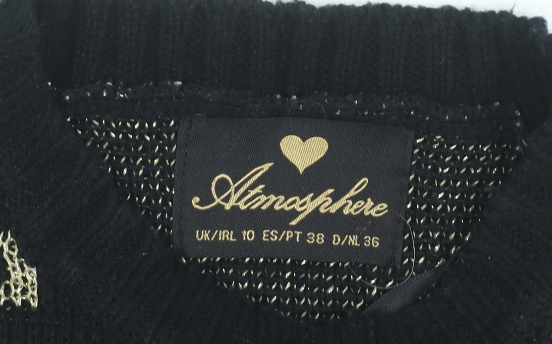 Atmosphere Womens Black Jumper Size 10 Crew Neck Knit Pullover