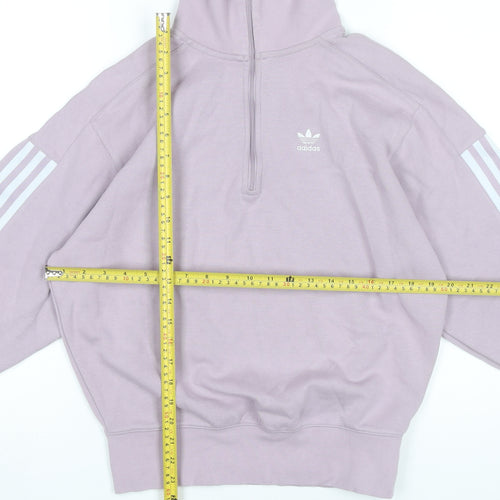 Adidas Womens Purple 1/2 Zip Sweatshirt UK 8 Cotton Blend Logo