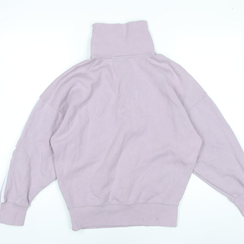 Adidas Womens Purple 1/2 Zip Sweatshirt UK 8 Cotton Blend Logo