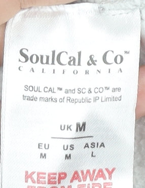SoulCal & Co Men’s Grey Pullover Hoodie M Regular Fit Cotton Blend
