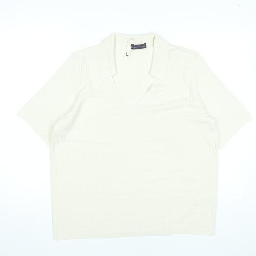 Marks and Spencer Men’s Ivory Polo Shirt L Knit Viscose Blend