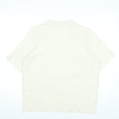 Marks and Spencer Men’s Ivory Polo Shirt L Knit Viscose Blend