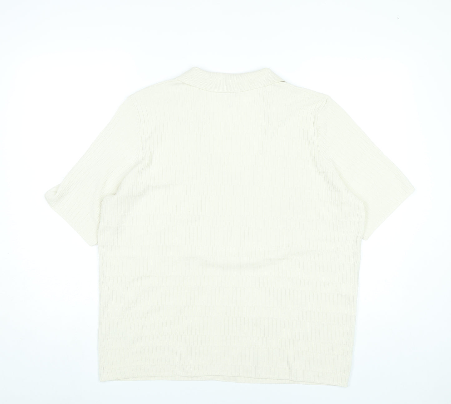 Marks and Spencer Men’s Ivory Polo Shirt L Knit Viscose Blend