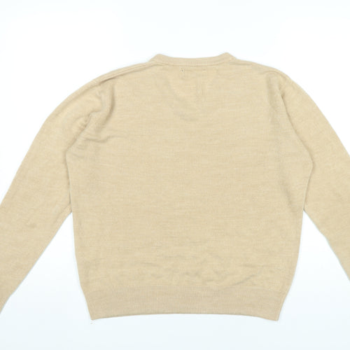 Pierre Cardin Mens Beige XL V-Neck Pullover Jumper Acrylic Knit