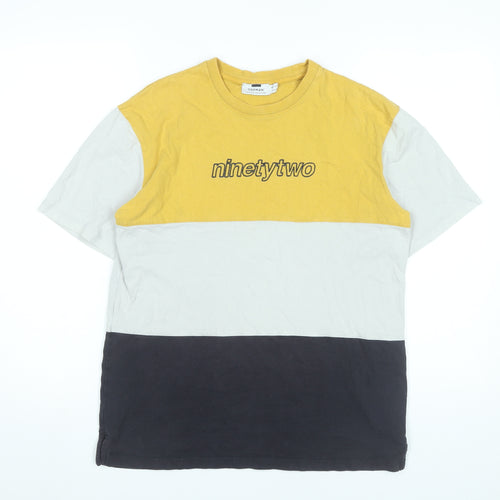 Topman Men's XS Yellow White Black Colourblock Retro T-Shirt